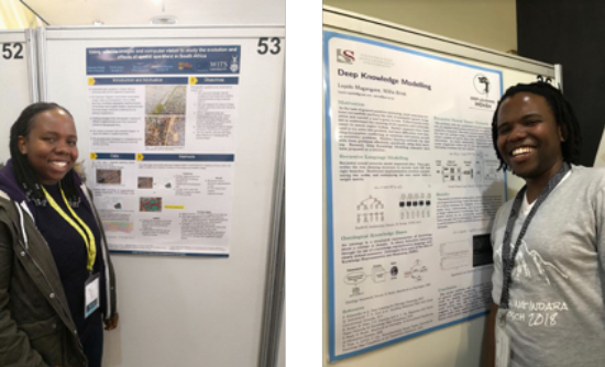 Figure 1 photo of Raesetje (left) and Luyolo (right) presenting their posters.